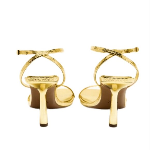 ZARA METALLIC HIGH-HEEL SANDALS SIZE 8US Gold | 2318/110 - Picture 4 of 9